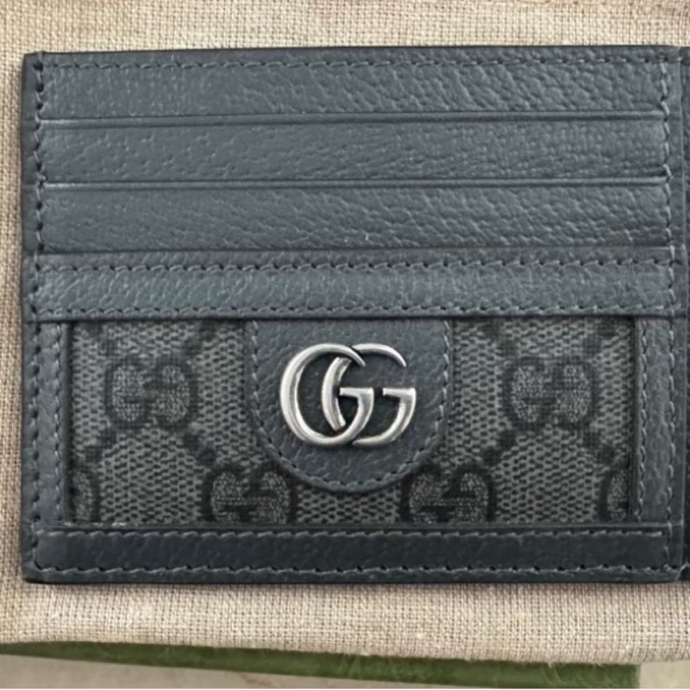 Gucci gray GG Leather Card Holder